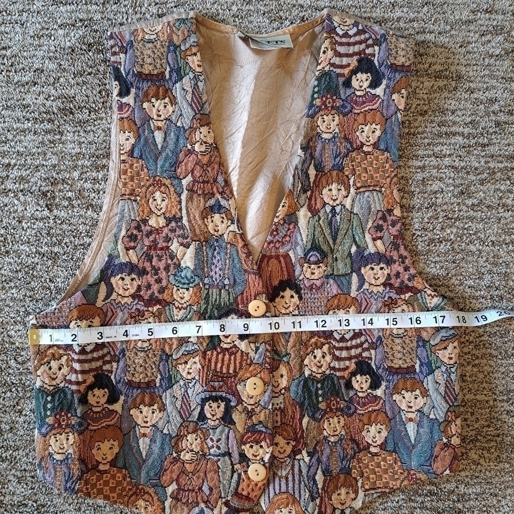Vintage Facets by Mirrors Vest Women's Tapestry People Cotton Blend  Size  Med - Picture 10 of 11
